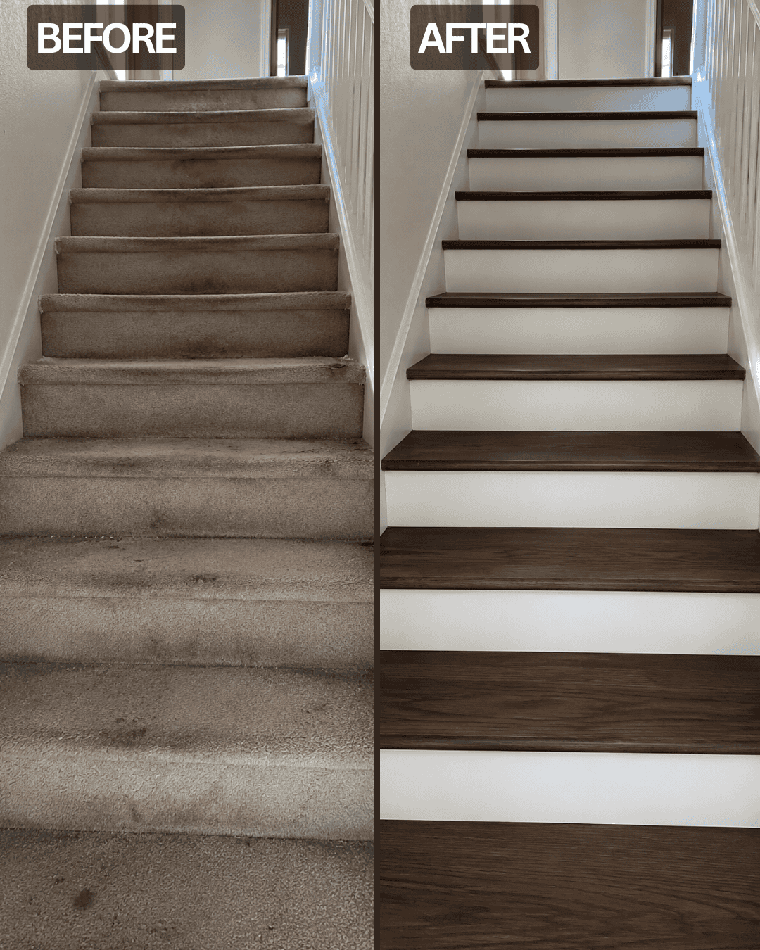 Staircase before after
